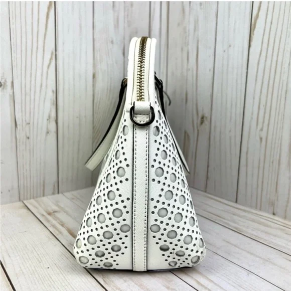 Kate Spade White Laser-Cut Leather Shoulder Bag Designer Handbag - Picture 2 of 4